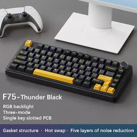 AULA F75 2.4G Teclado mecânico para jogos sem fio/Bluetooth/com fio RGB persona