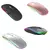 Mouse sem fio recarregável com LED RGB, disponível em quatro cores: preto, rosa, cinza e prata.