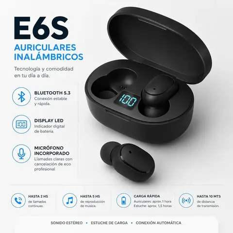 AURICULAR BLUETOOTH CON BASE CARGADORA Y PANTALLA DE CARGA