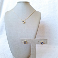 Conjunto Solitário de Zircônia Lilás