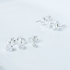 Trio de Brincos Solitário Zircônia Cristal - comprar online
