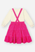 CONJ BLUSA ML E SALOPETE NATURAL/ROSA NEON - Stillus Kids