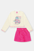 CONJ BLUSA ML E SAIA NATURAL/ROSA NEON - Stillus Kids