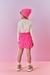 CONJ BLUSA ML E SAIA NATURAL/ROSA NEON na internet