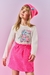 CONJ BLUSA ML E SAIA NATURAL/ROSA NEON - comprar online