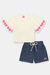 CONJ BLUSA E SHORTS NATURAL/AZ JEANS ESC na internet