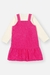 CONJ BODY ML E SALOPETE NATURAL/ROSA NEON - comprar online
