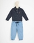 CONJUNTO BODY EM SUEDINE PA E CALCA EM JEANS COM ELASTANO / MARINHO - comprar online