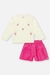 CONJ BLUSA ML E SHORTS NATURAL/ROSA NEON - comprar online