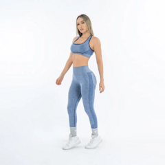 CONJUNTO SEAMLESS-AZUL REY/BLANCO