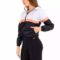 CHAQUETA ROMPEVIENTO THUNDER M - BLANCO-NEGRO- FRANJA ROSA - comprar en línea
