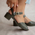 Midi Peep Toe Couro Wishin (Militar) - Wishin