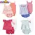 Conjunto de roupas de verão para bebês meninas, algodão, flor, moda infantil,