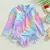 Maiô manga comprida com peixe escala impressão para a menina, macacão floral - Kallex shop