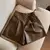Mulheres chique moda bolsos laterais preto falso couro shorts vintage cintura al - Kallex shop