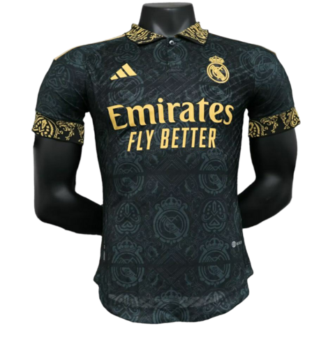 Camisa Real Madrid Edição Especial 23/24 - Jogador Masculina - Preta com detalhes em dourado
