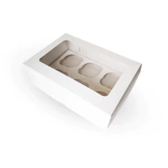Caja cupcakes blanca tapa pvc ART100 - comprar online