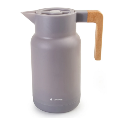 GARRAFA TERMICA WOOD FASHION CINZA 1L TERMOPRO GLASS Cafe