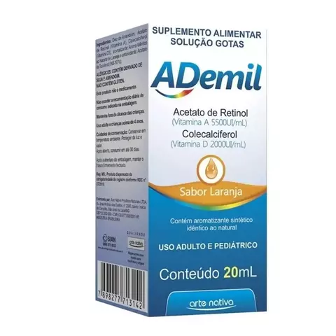 Suplemento Vitamina A D Gotas 20ml Ademil Arte Nativa - comprar online