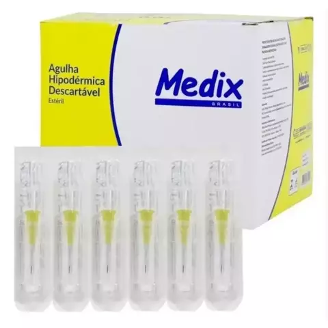 Agulha Descartável 13x0,30 (30g) Amarela 100 uidades - Para Preenchimento e Estética - Medix - comprar online
