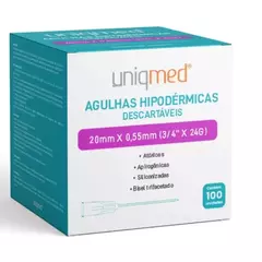Agulha Hipodérmica 20x55 Descartavel - UNIQMED caixa 100 Unidades - Cor Roxa na internet