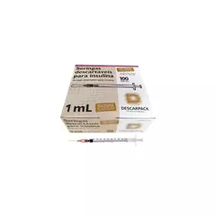 Seringa 1ml com agulha 13x0,45 Insulina - 100 unidades Descarpack - comprar online