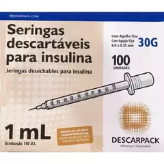 Seringa de insulina 1ml 8.0x0,30mm com agulha fixa - Descarpack Medix 30g - comprar online