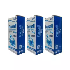 Kit 3 unidades - Sulfato Ferroso 40mg ( Ferronil ) - 50 comprimidos cada - loja online