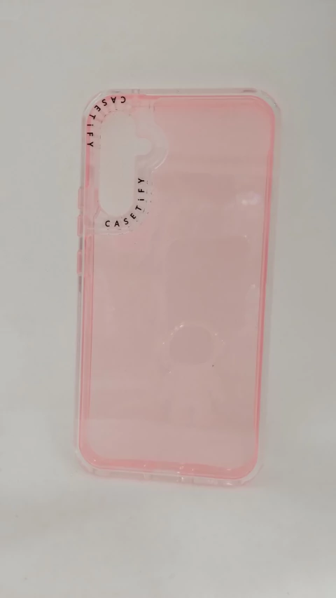 Capa Galaxy A34 – Transparente com Borda Rosa e Acabamento “CASETIFY”