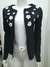 CASACO RALM EM LINHA PRETO DET FLORES BRANCAS - comprar online