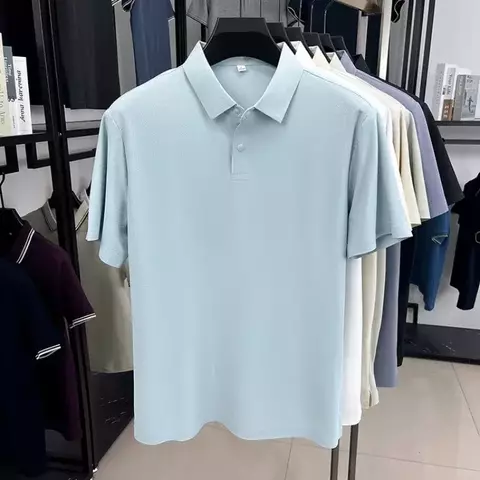 2025 Camisa polo casual de negócios respirável e absorvente de umidade de alta