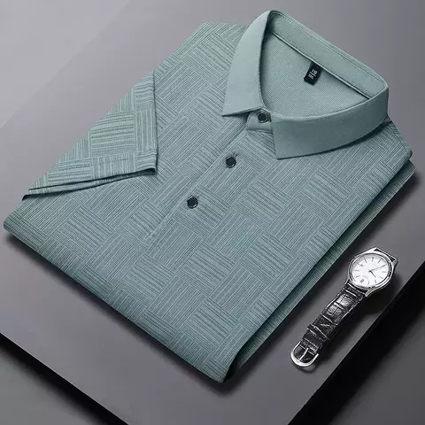 2024 masculino novo impresso negócios casual manga curta camisa polo moda manga