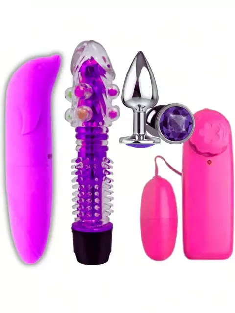 Kit Completo Vibrador Golfinho Plug Anal de Metal Vibrador G-Spot Siliconado e B