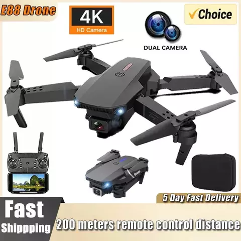 DRONE PROFISSIONAL E88 4K GRANDE ANGULAR HD 1080P CÂMERA, WiFi, FPV, Altura Hol