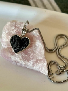 Dije corazón de cazuela de Turmalina Negra - comprar online