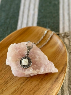 Dije cazuela de Pirita con Turmalina Rosa