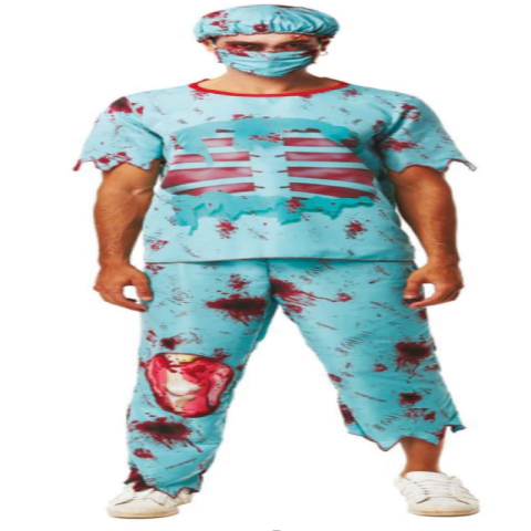 FANTASIA CIRURGIÃO ZUMBI ADULTO TAMANHO G - 01 UNIDADE
