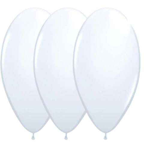 BALÃO REDONDO DE LÁTEX BRANCO NEVE 15" (APROX.31CM) - 06 UNIDADES