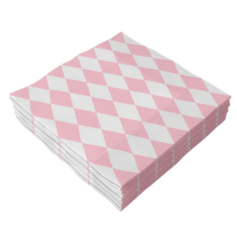 GUARDANAPO 33X33CM C/20 FOLHAS XADREZ ROSA - 01 UNIDADE