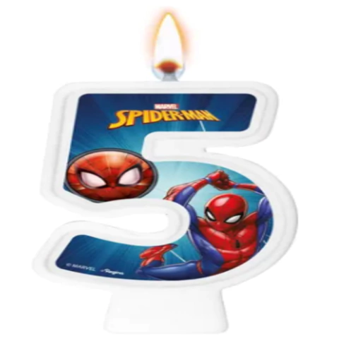 VELA NUMERAL SPIDER MAN ANIMAÇÃO NÚMERO 5 - 01 UNIDADE