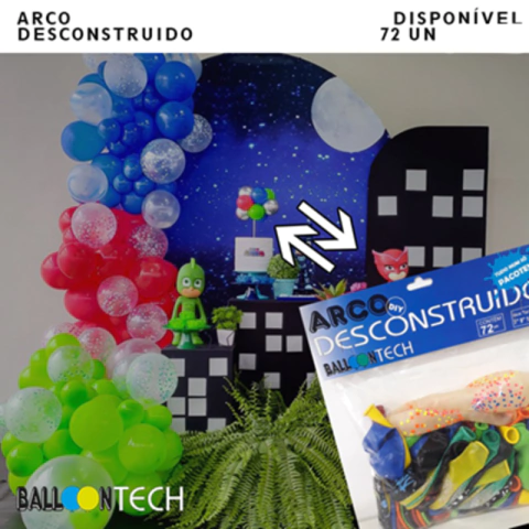 BALÃO REDONDO DE LÁTEX PARA ARCO DESCONSTRUIDO PJ MASKS 7"/9"/10"/15" - 72 UNIDADES