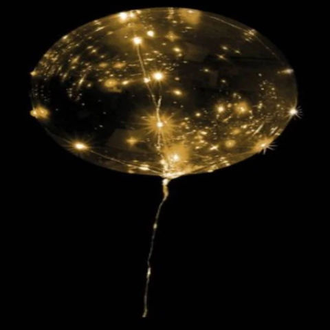 BALÃO BUBBLE 20" COM LED DOURADO- 01 UNIDADE