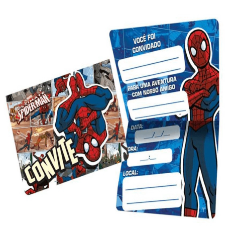 CONVITE PEQUENO SPIDER MAN QUADRINHOS - 08 UNIDADES