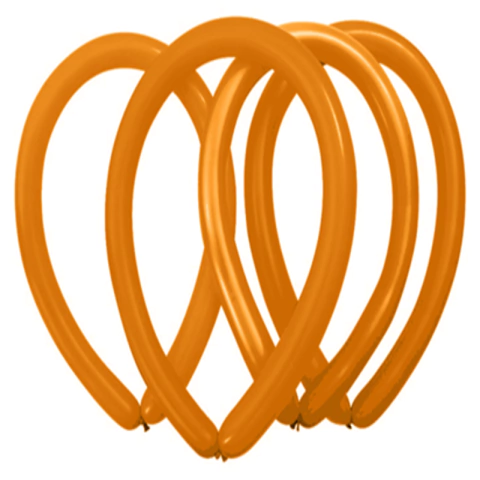 BALÃO DE LÁTEX CANUDO LISO LARANJA 260" 5X150CM - 50 UNIDADES