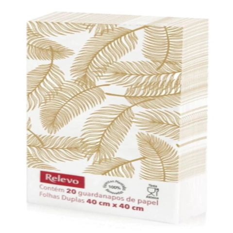 GUARDANAPO FOLHA DUPLA 40 X 40 CM / DECORADO - PLUMA