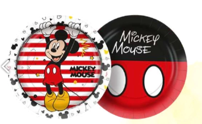 PRATO PAPEL REDONDO 18 cm MICKEY MOUSE 08 un. - 01 UNIDADE