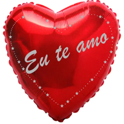 BALÃO CORAÇÃO METALIZADO EU TE AMO 20"