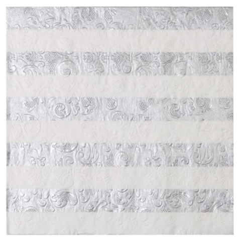 GUARDANAPO LISTRAS PRATA BRANCO 33x33CM - 20 FOLHAS