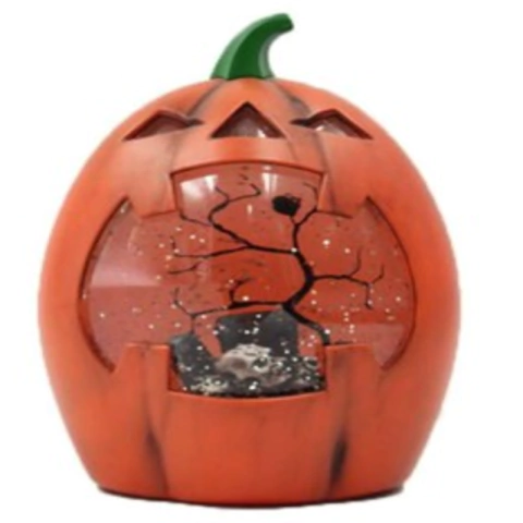 LUMINÁRIA ABÓBORA COM ÁGUA E GLITTER - 01 UNIDADE