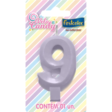 VELA CANDY LILÁS N 9 - 01 UNIDADE